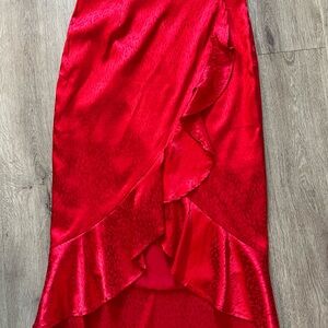 Elegant Red Ruffled Women's Skirt